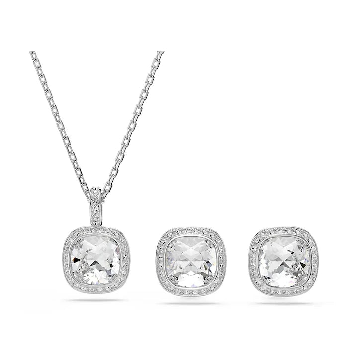Swarovski UNA metal kristal taşlı kadın kolyesi ve küpeleri