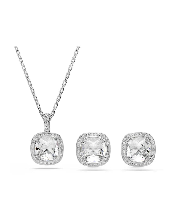 Swarovski UNA metal kristal taşlı kadın kolyesi ve küpeleri