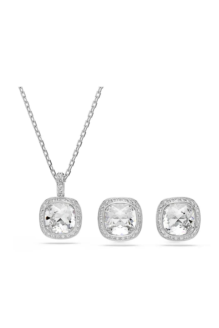 Swarovski UNA metal kristal taşlı kadın kolyesi ve küpeleri