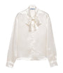 Prada White Satin Tie-Neck Blouse