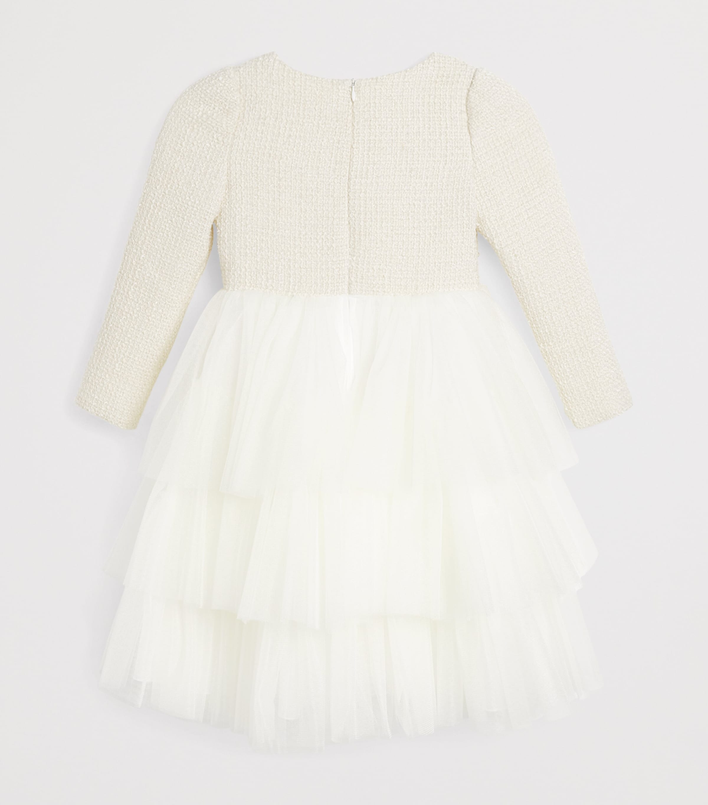 Ivory Long-Sleeve Ruffle Dress (2-14 Years)