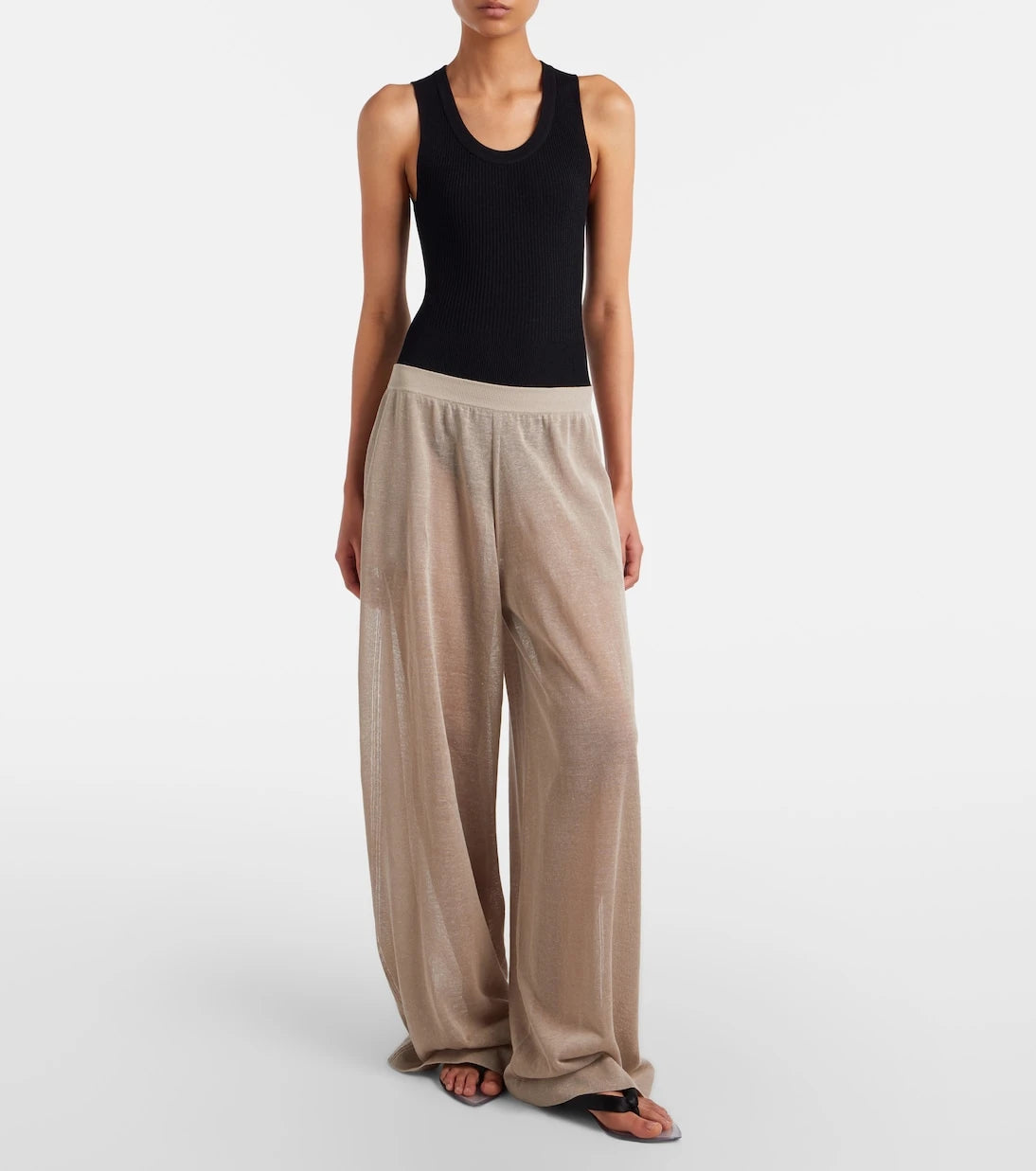 Alaïa - Linen and silk wide-leg pants