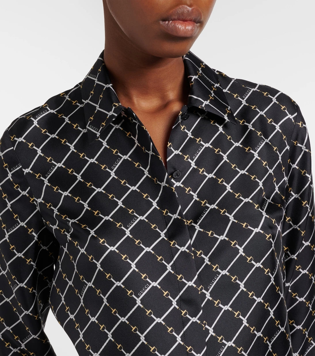 Gucci - Horsebit silk twill shirt