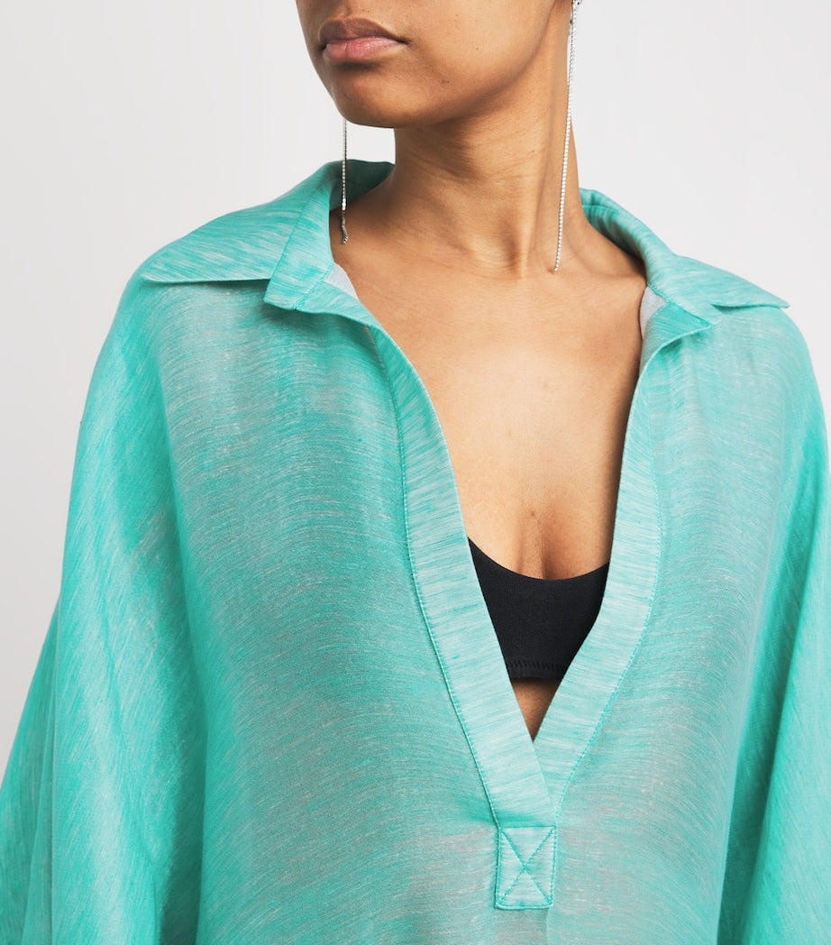 Linen-Blend Caicos Kaftan ACQUA