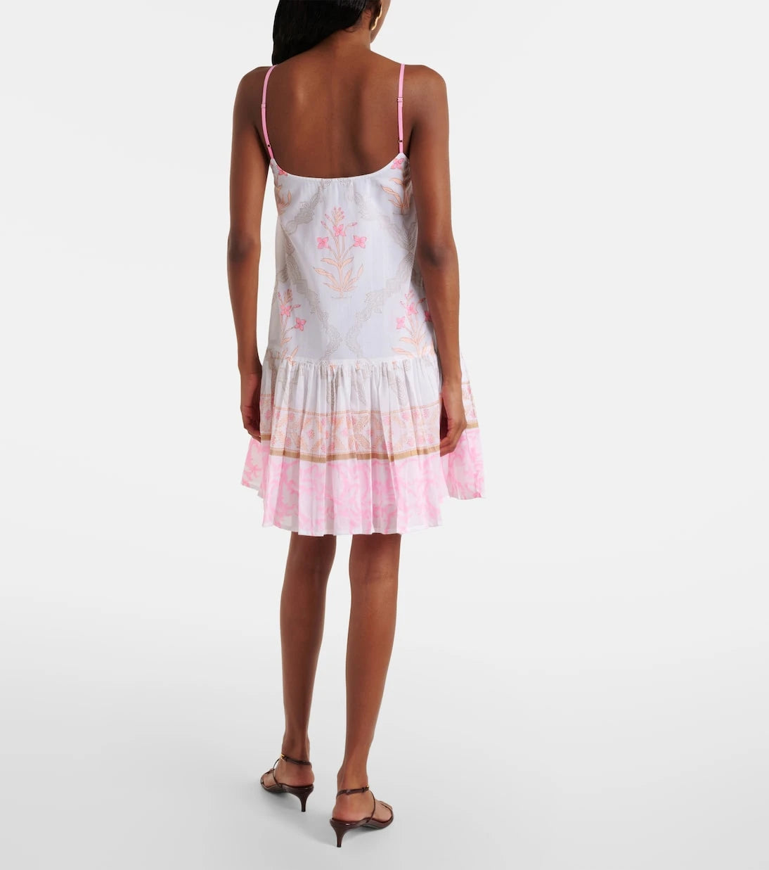 Juliet Dunn - Floral ruched cotton minidress