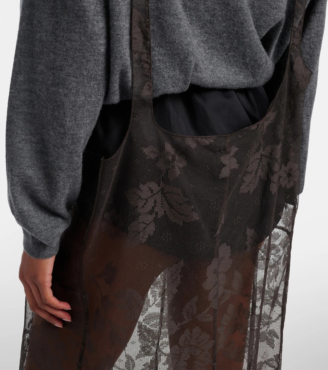Prada - Floral lace cotton midi skirt