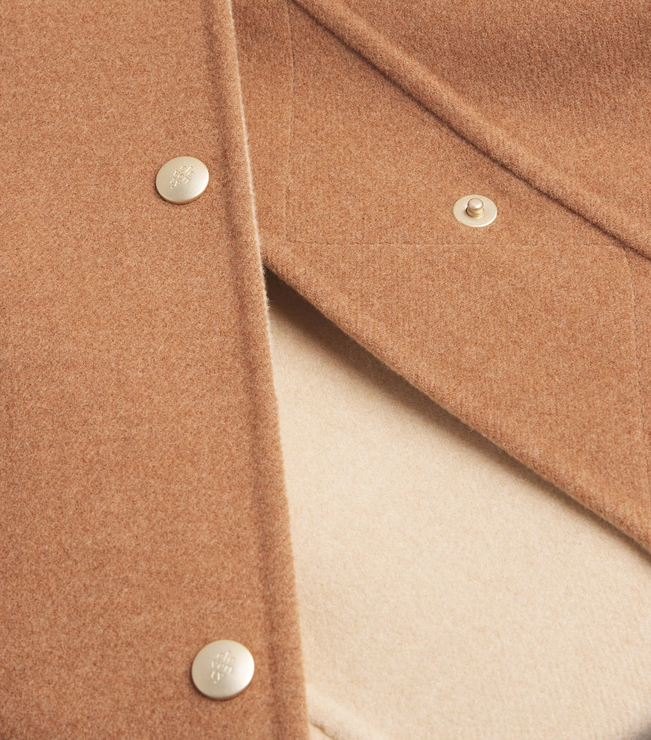 Eleventy Beige Wool Longline Bomber Jacket