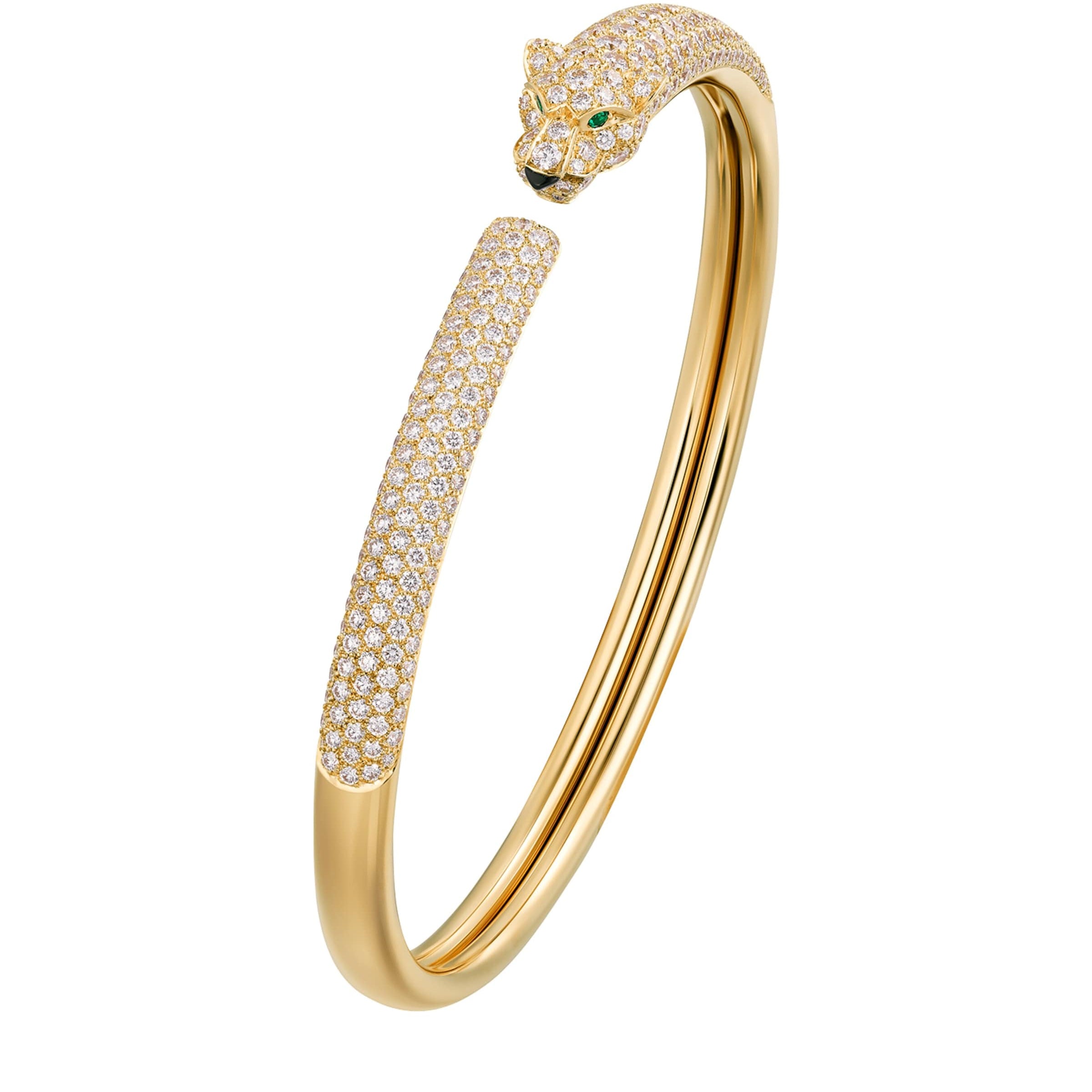 Yellow Gold, Diamond and Emerald Panthère de Cartier Bracelet