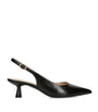 Black Leather Stuart Sculpt Slingback Pumps 50