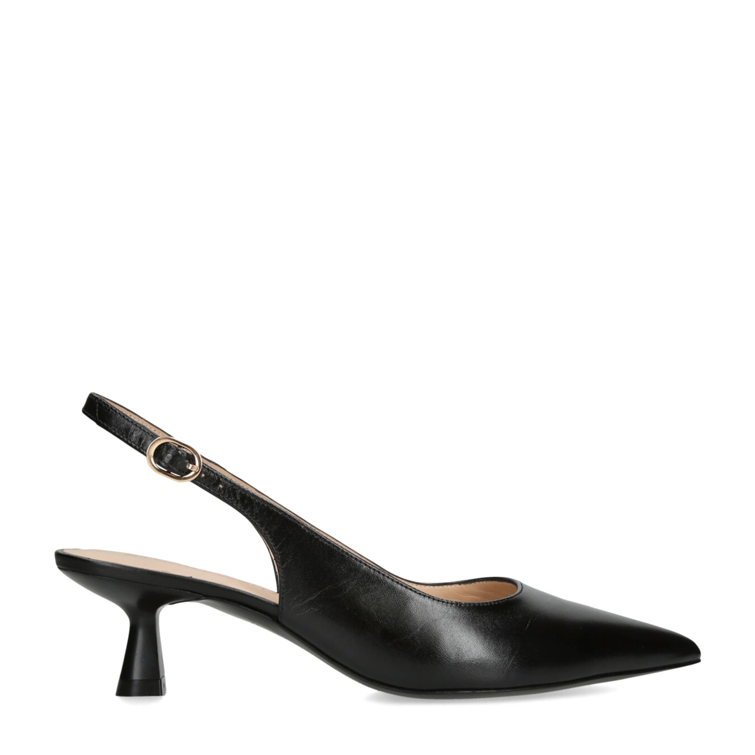 Black Leather Stuart Sculpt Slingback Pumps 50
