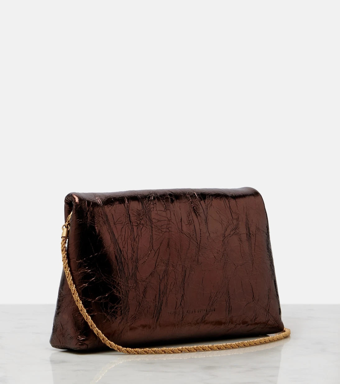 Dries Van Noten - Small metallic leather clutch