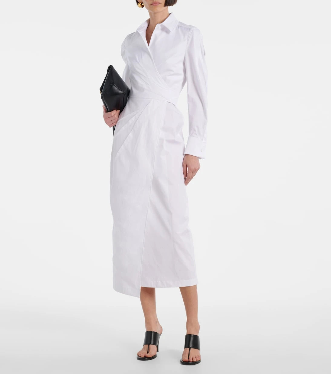 Max Mara - Cotton-blend twill wrap dress