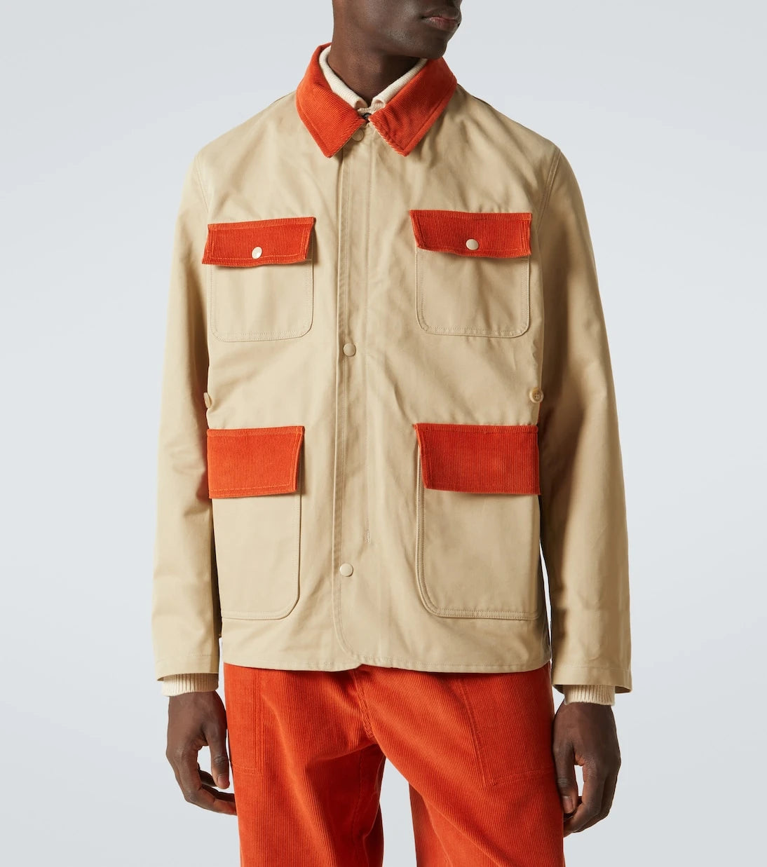 Bode - Corduroy-trimmed cotton twill field jacket