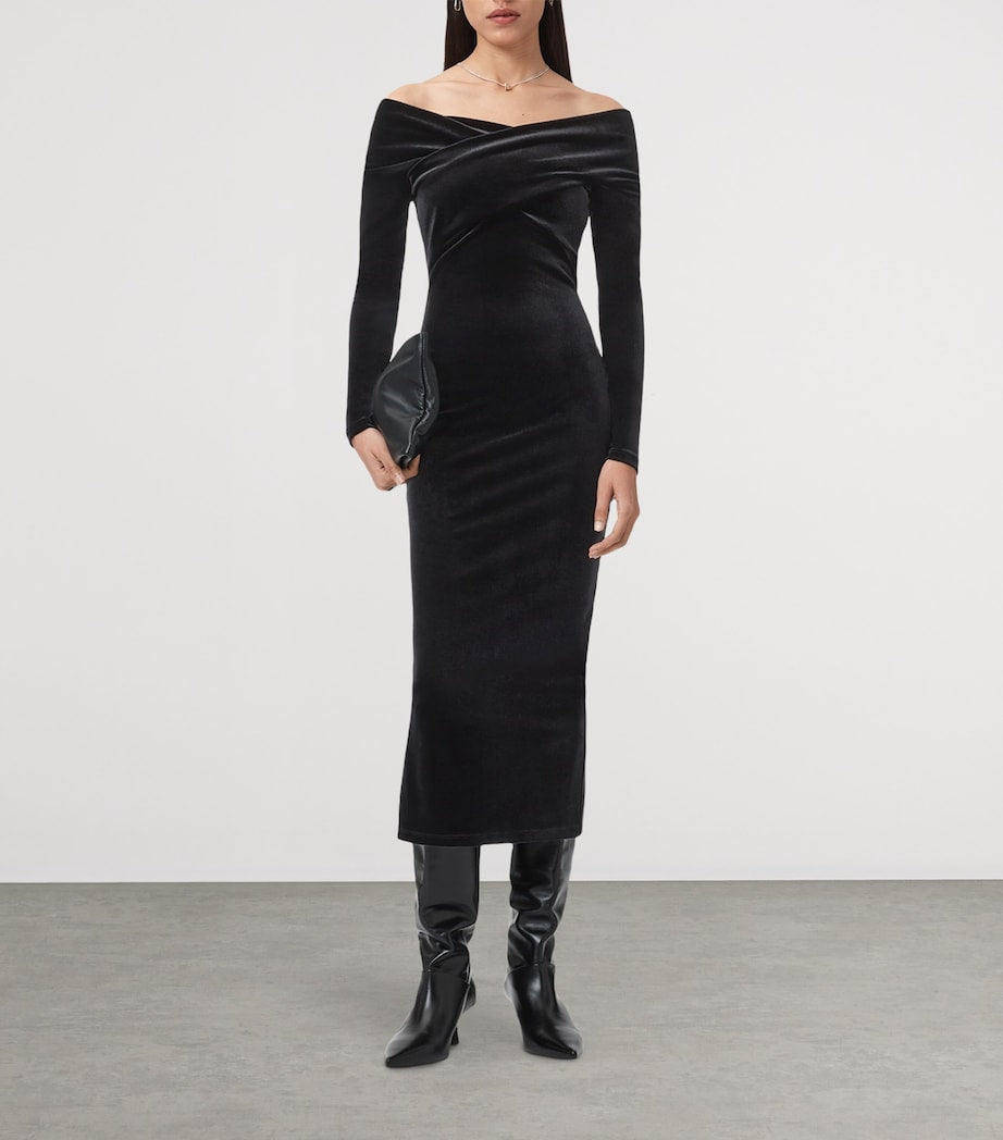 Velvet Delta Midi Dress BLACK