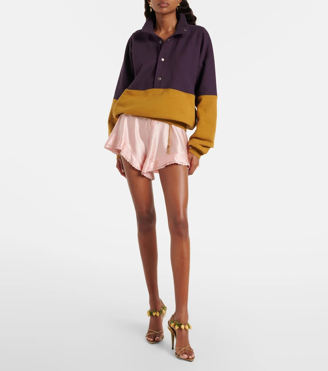 Saint Laurent - Colorblocked cotton fleece sweatshirt