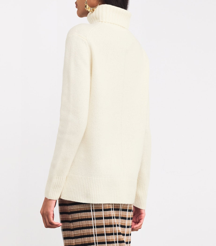 Ivory Open Cashmere High-Neck Sweater