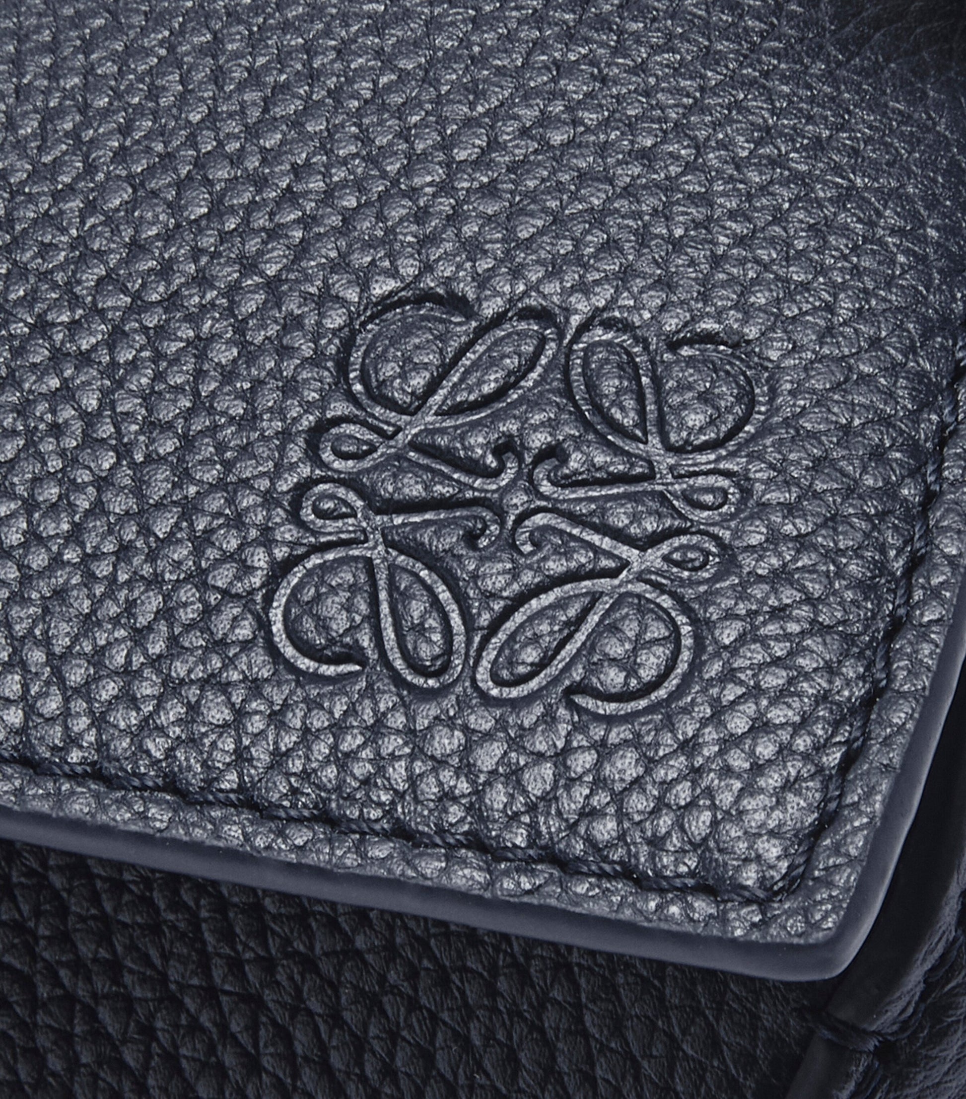 LOEWE Navy Small Leather Puzzle Edge Top-Handle Bag