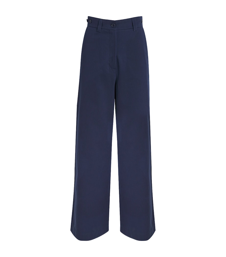 Weekend Max Mara Blue Cotton Wide-Leg Trousers
