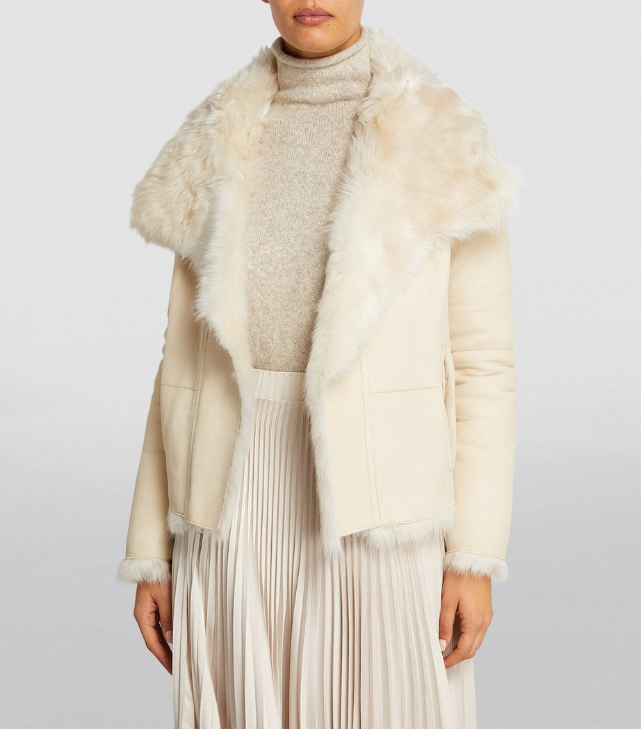 Yves Salomon White Reversible Shearling Jacket