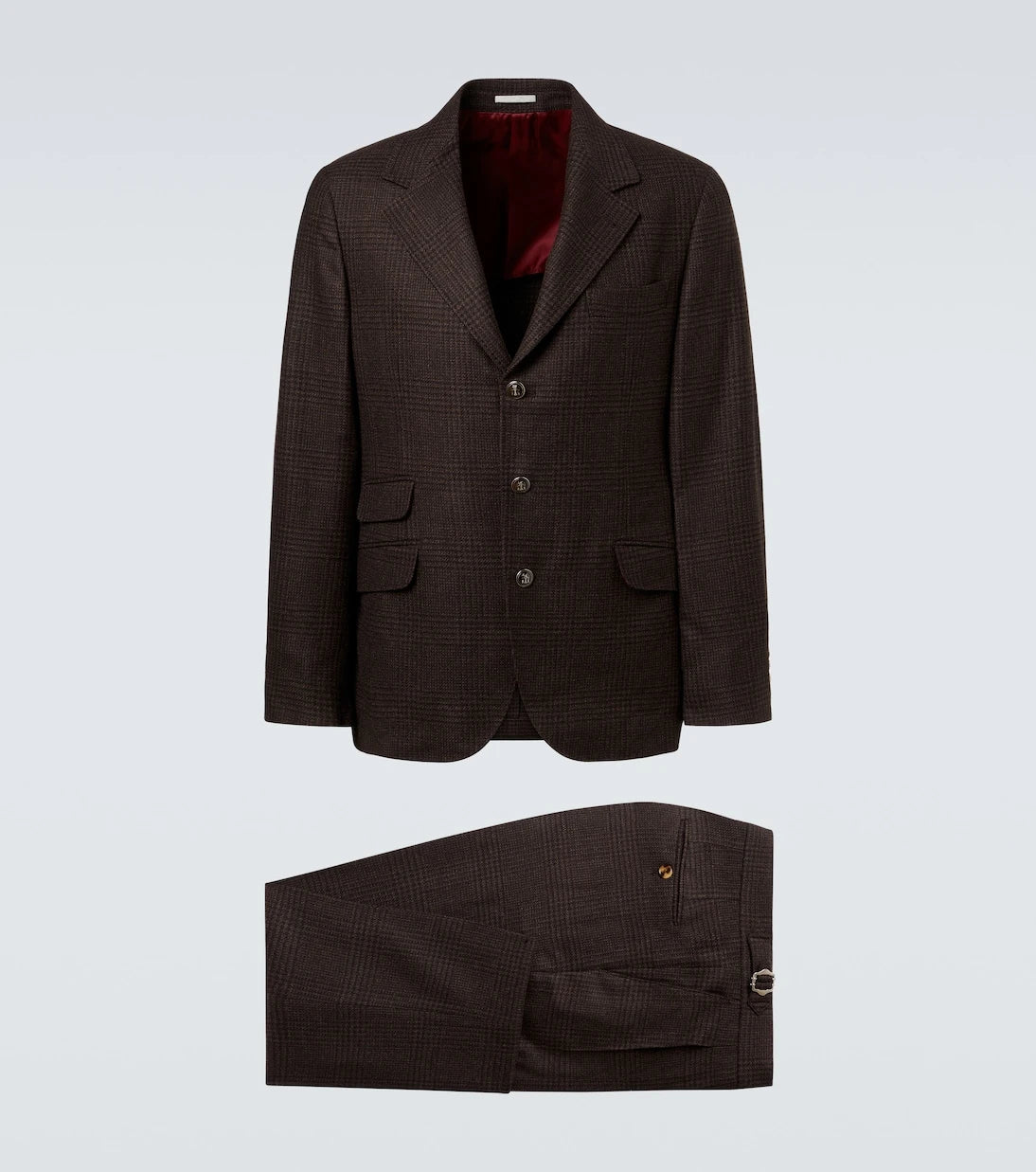 Brunello Cucinelli - Checked wool, cashmere, and silk twill suit