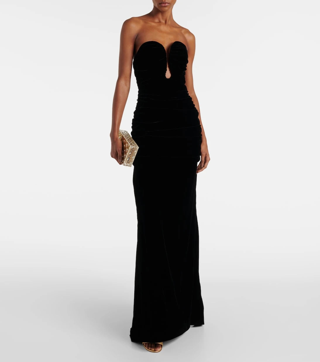 كارولينا هيريرا - فستان بتصميم مشد من المخمل المزموم