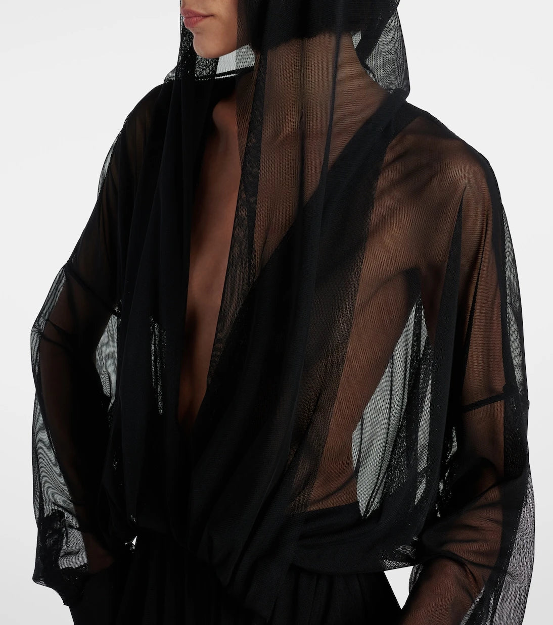 Norma Kamali - Hooded sheer maxi dress