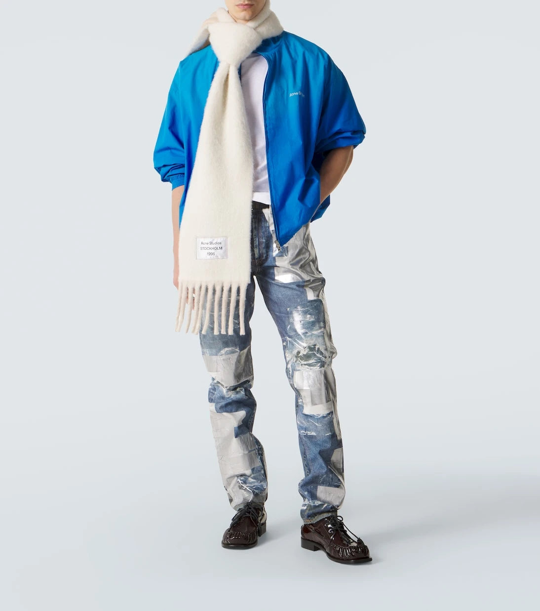 Acne Studios - تيشيرت جيرسيه من القطن والقنب بشعار العلامة