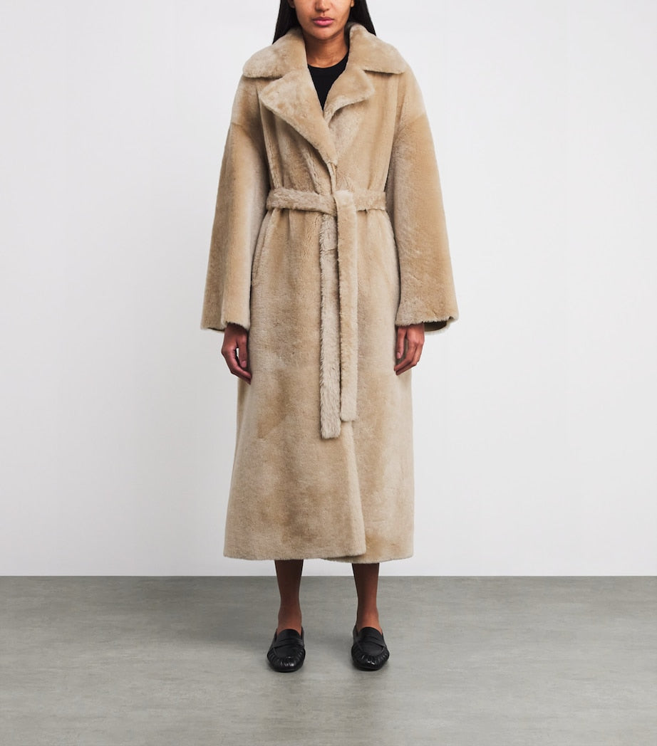 Arma Beige Shearling-Leather Reversible RIEN coat