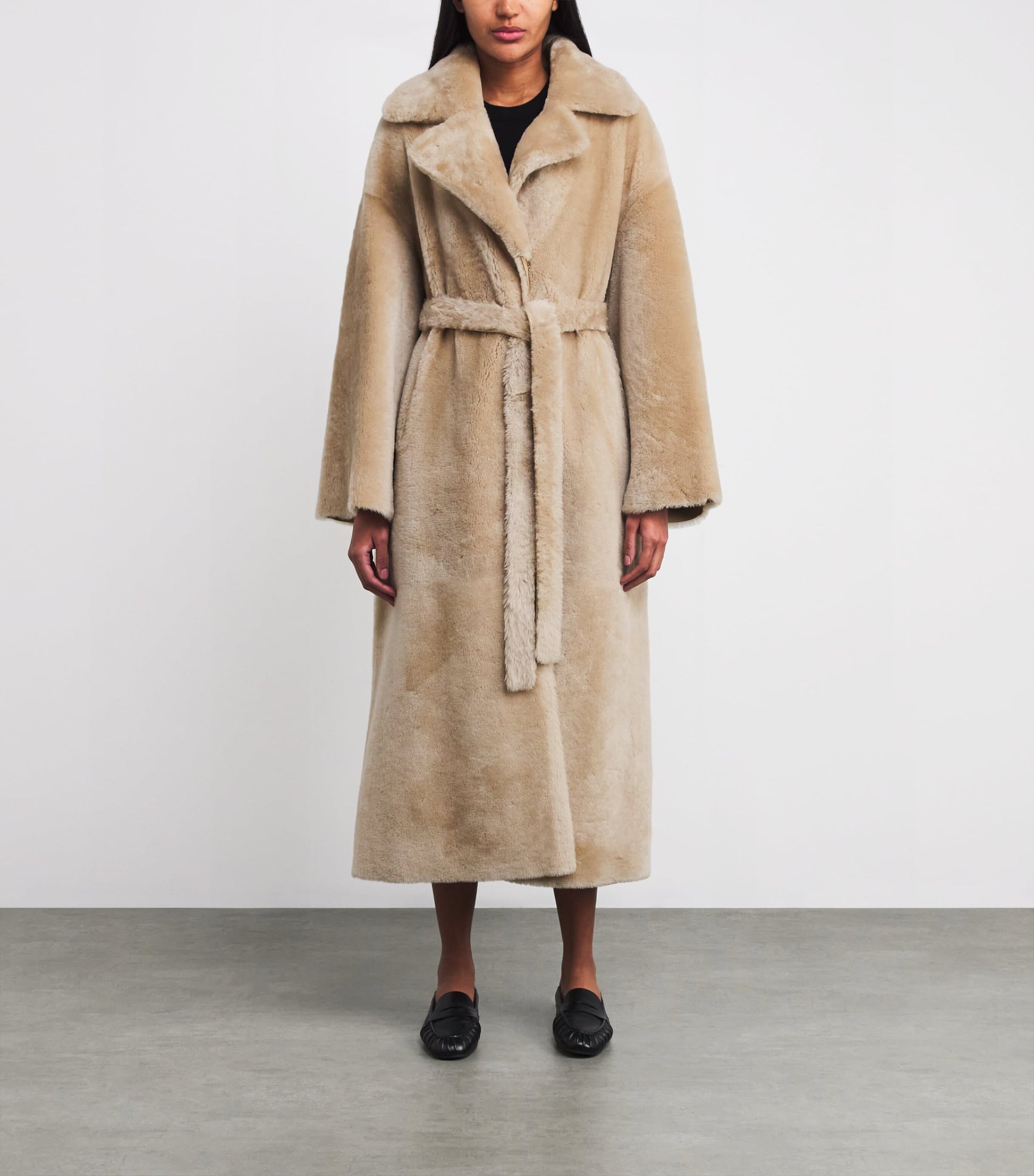 Arma Beige Shearling-Leather Reversible RIEN coat