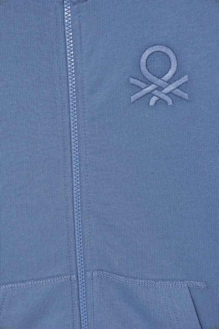United Colors of Benetton pamuklu fermuarlı kapüşonlu çocuk sweatshirt