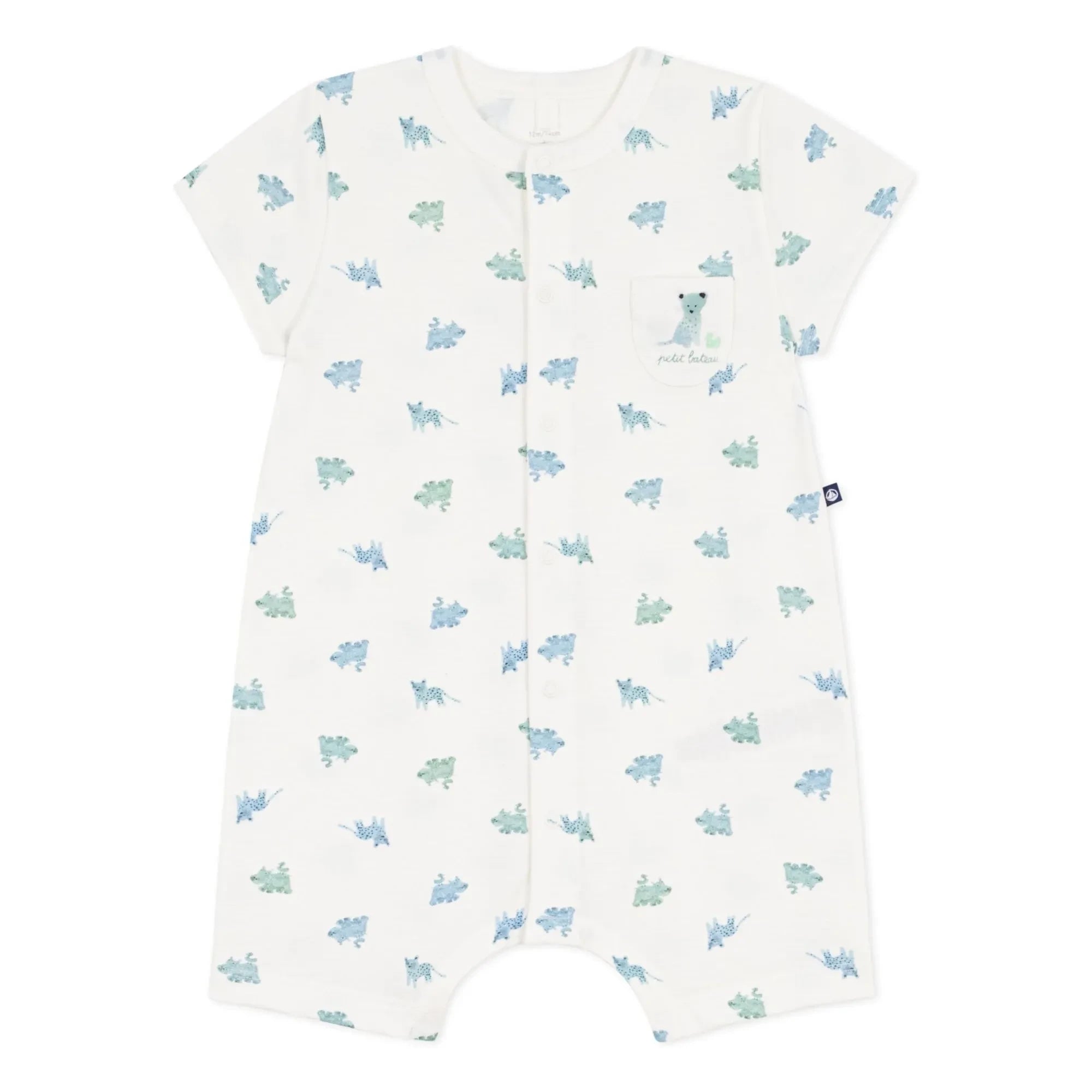 Petit Bateau - Combishort Animals Organic Cotton | White
