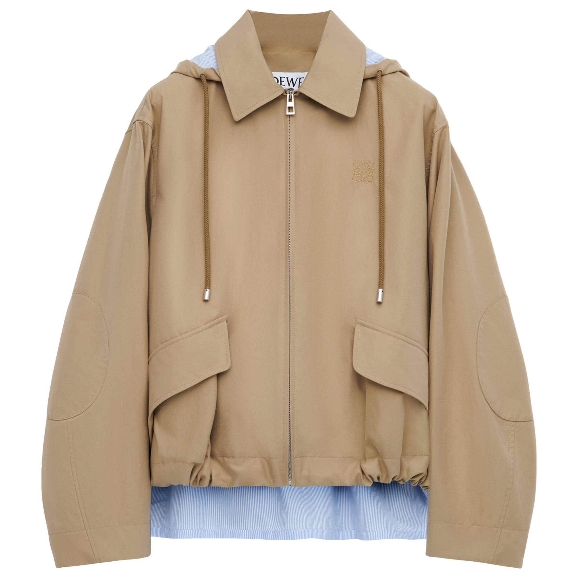 LOEWE Beige Cotton-Blend Stripe-Detail Parka