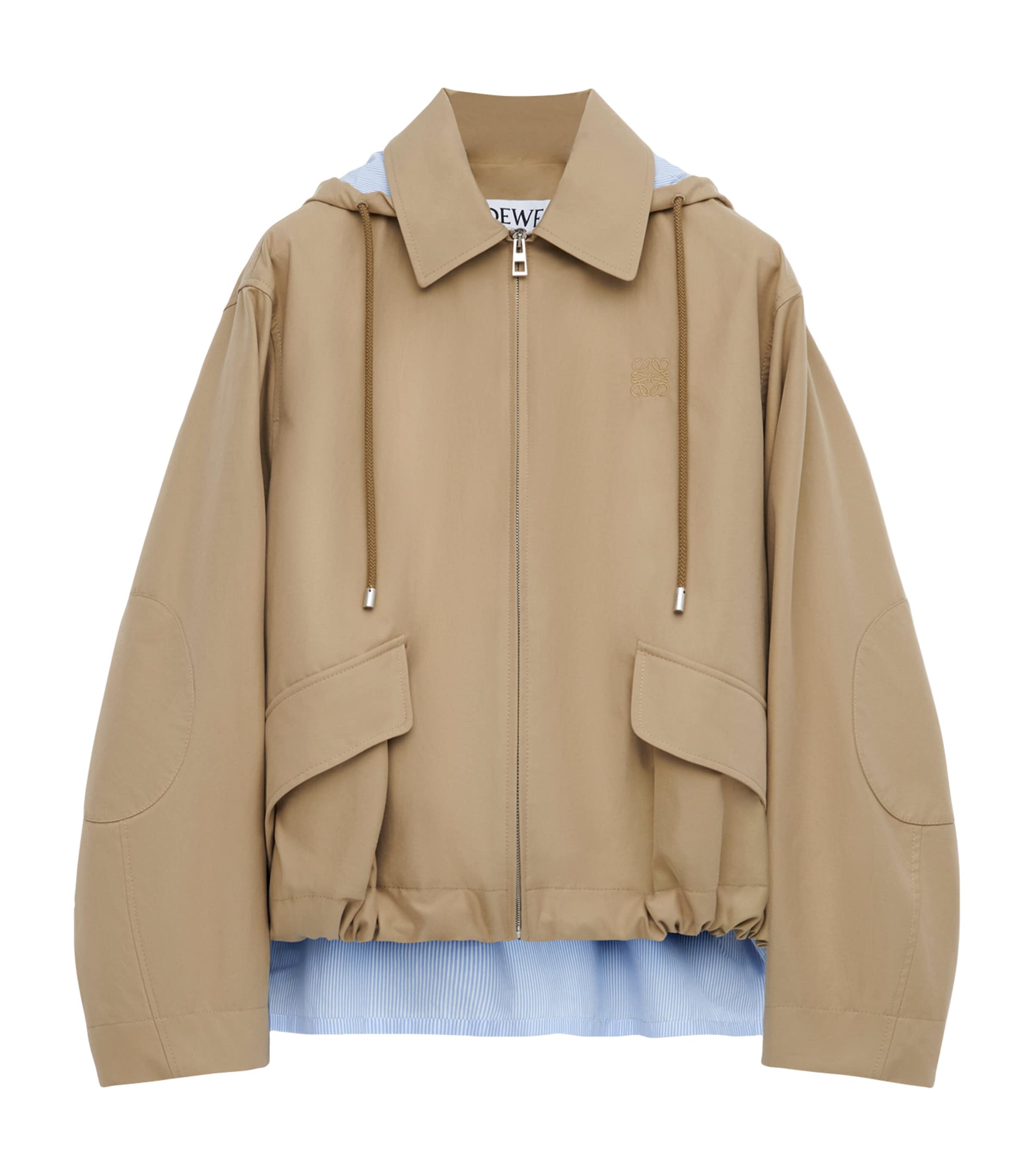 LOEWE Beige Cotton-Blend Stripe-Detail Parka