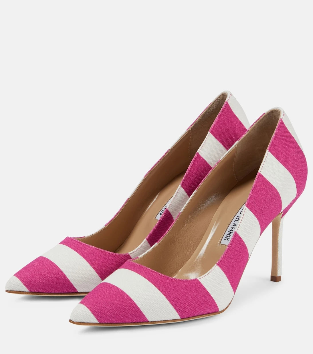 Manolo Blahnik - BB 90 striped canvas pumps