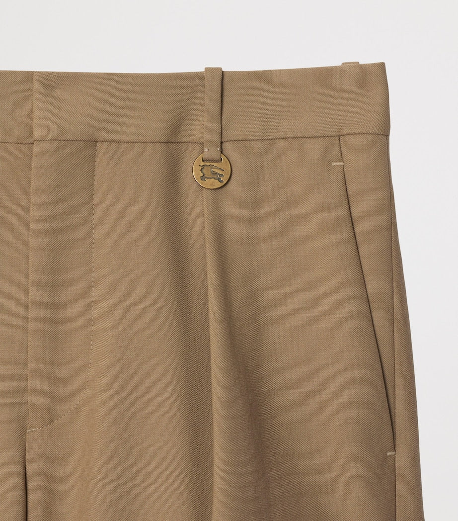 Beige Wool Tailored Shorts