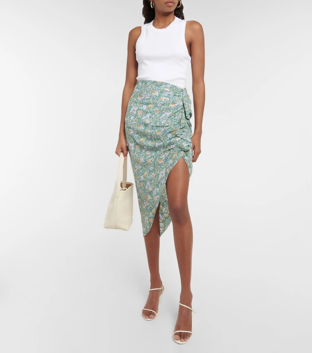Veronica Beard - Hazel floral asymmetric midi skirt