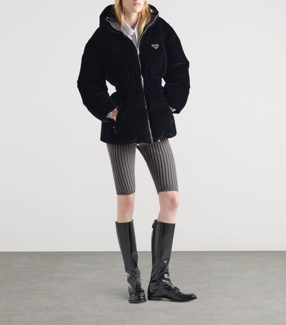 Prada Blue Velvet Down Jacket
