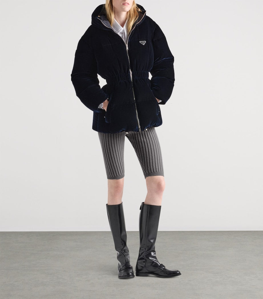 Prada Blue Velvet Down Jacket
