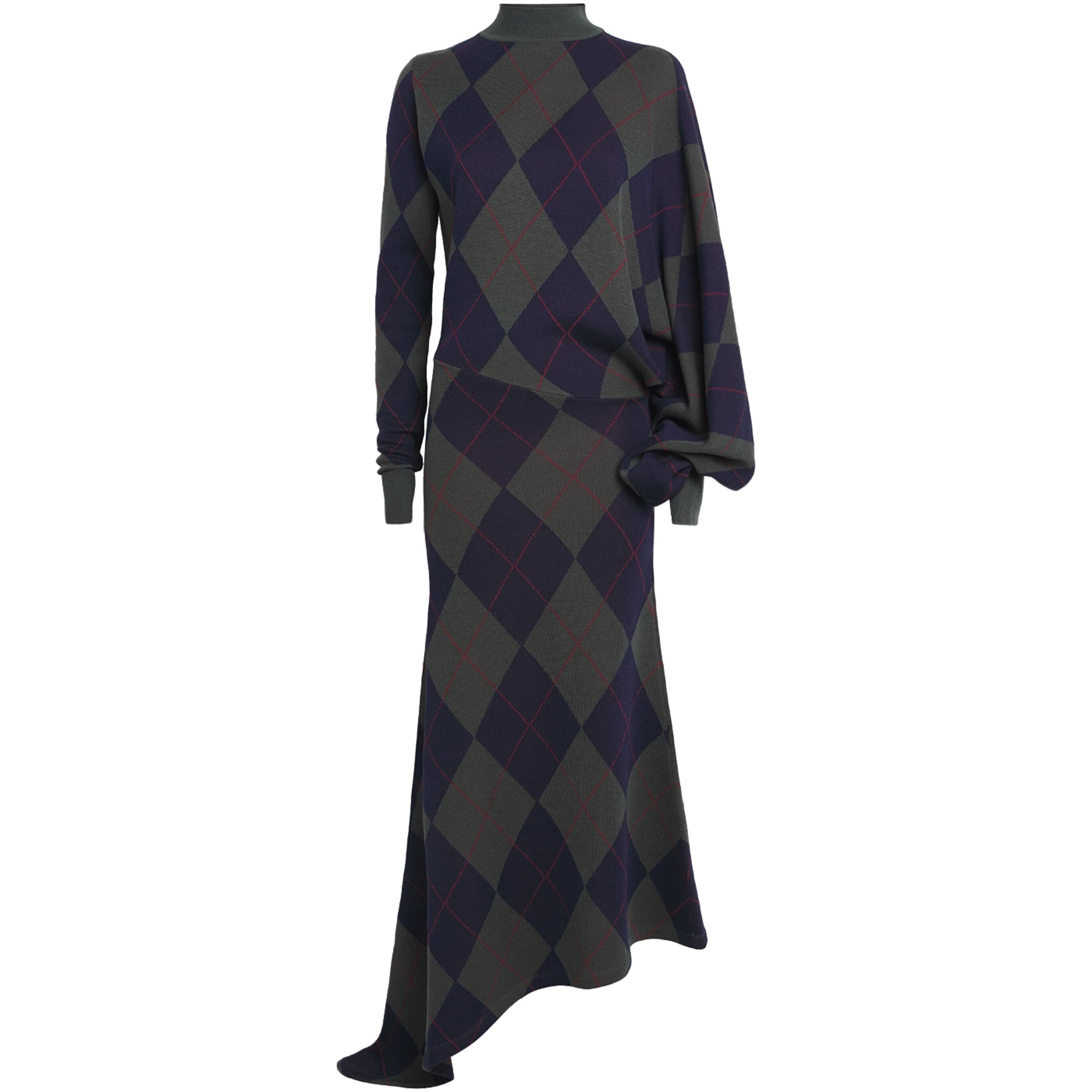 A.W.A.K.E. Mode Multi Merino Wool Argyle Maxi Dress