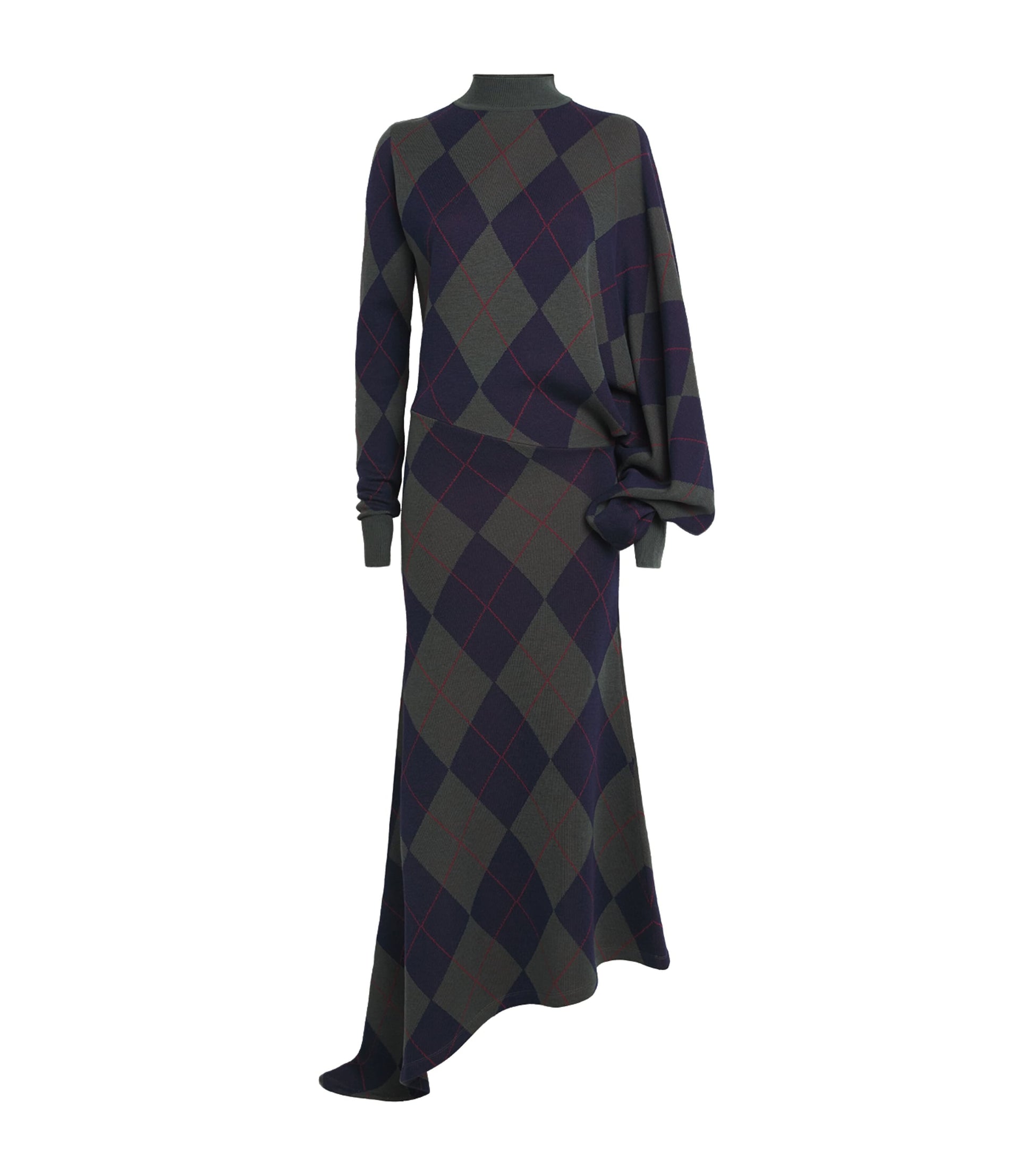 A.W.A.K.E. Mode Multi Merino Wool Argyle Maxi Dress