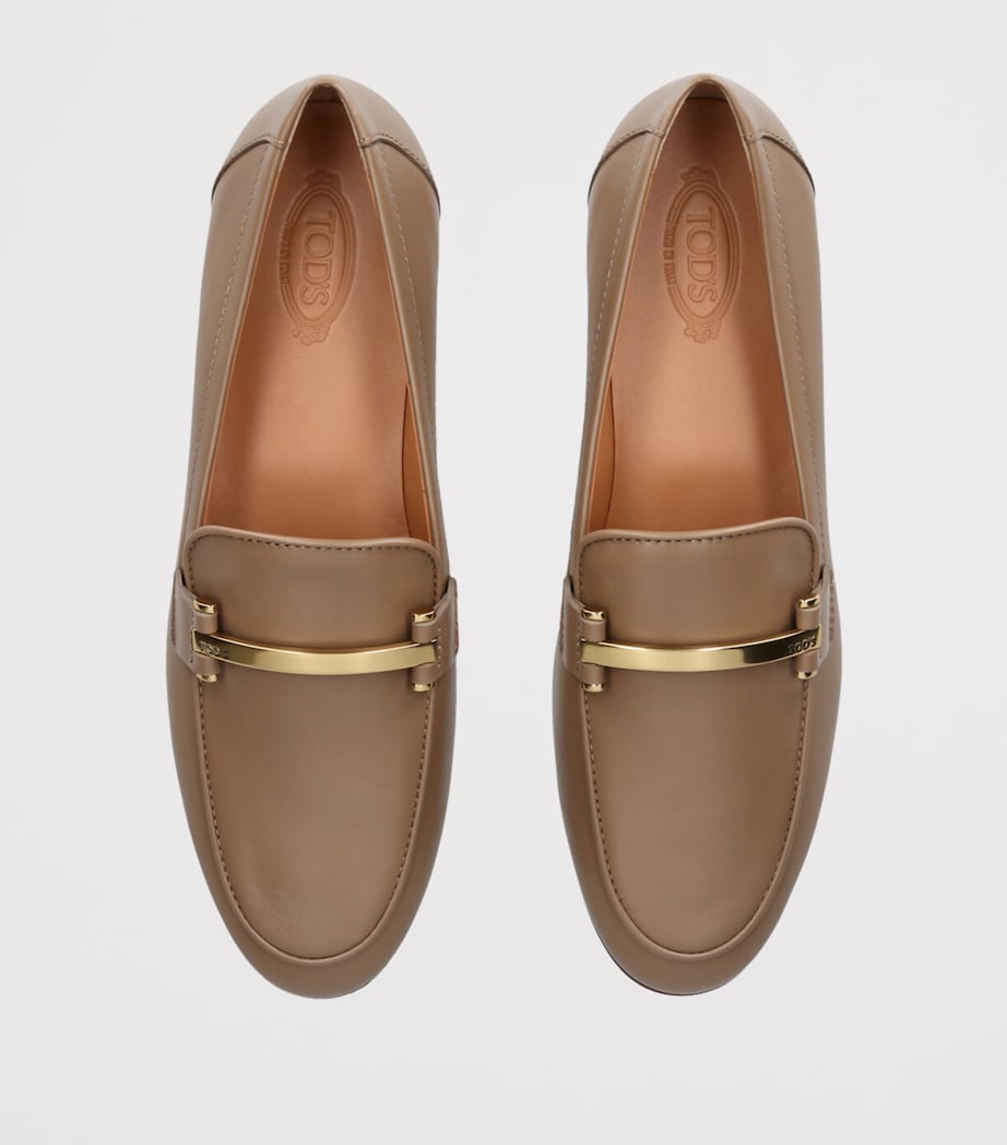 Tod's Beige Leather Barretta Mocassins