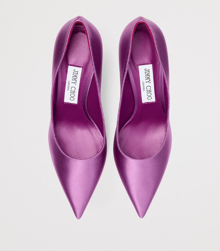 Jimmy Choo Purple Love 85 Satin Pumps