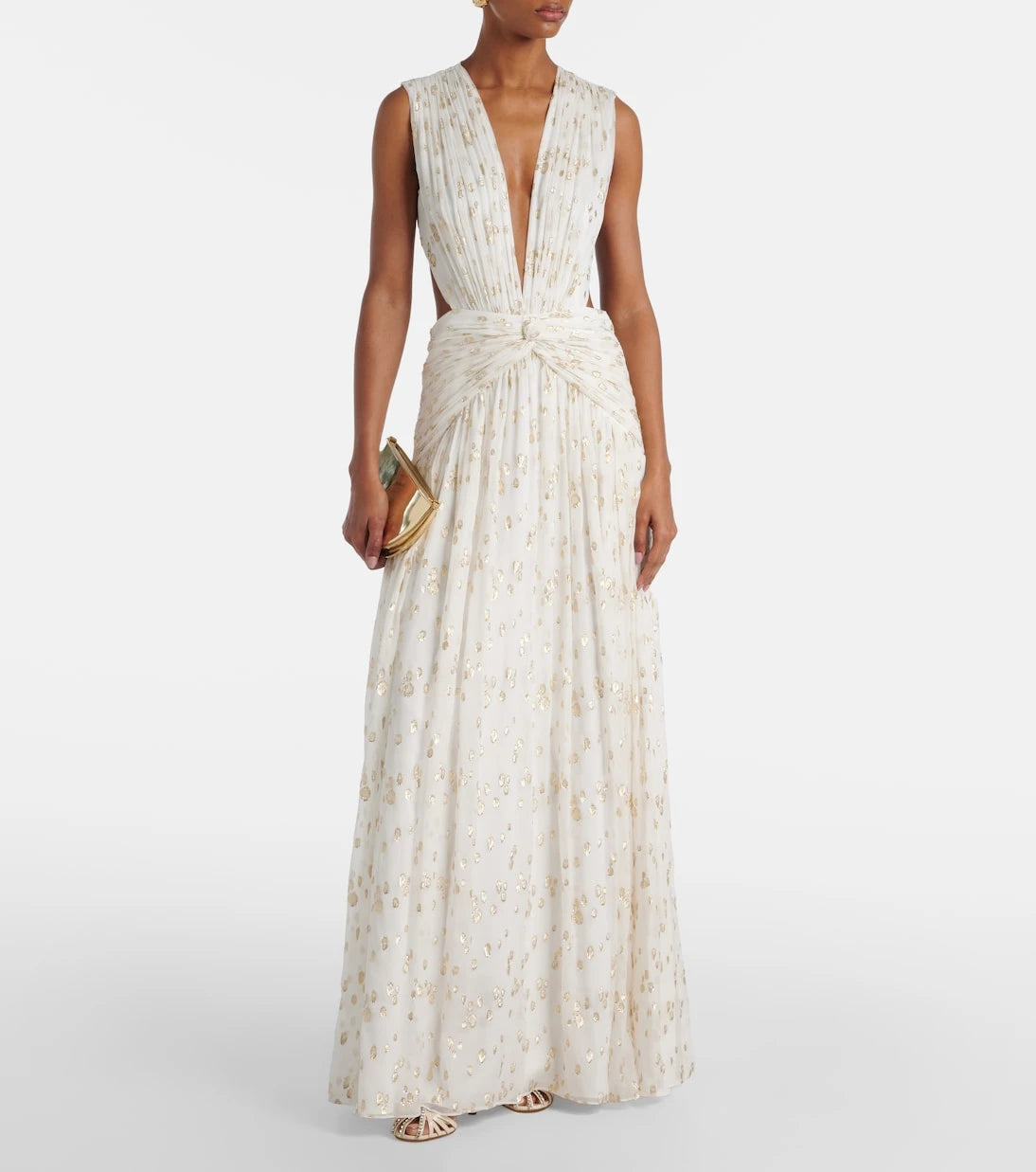 Costarellos - Luccia cutout silk jacquard gown