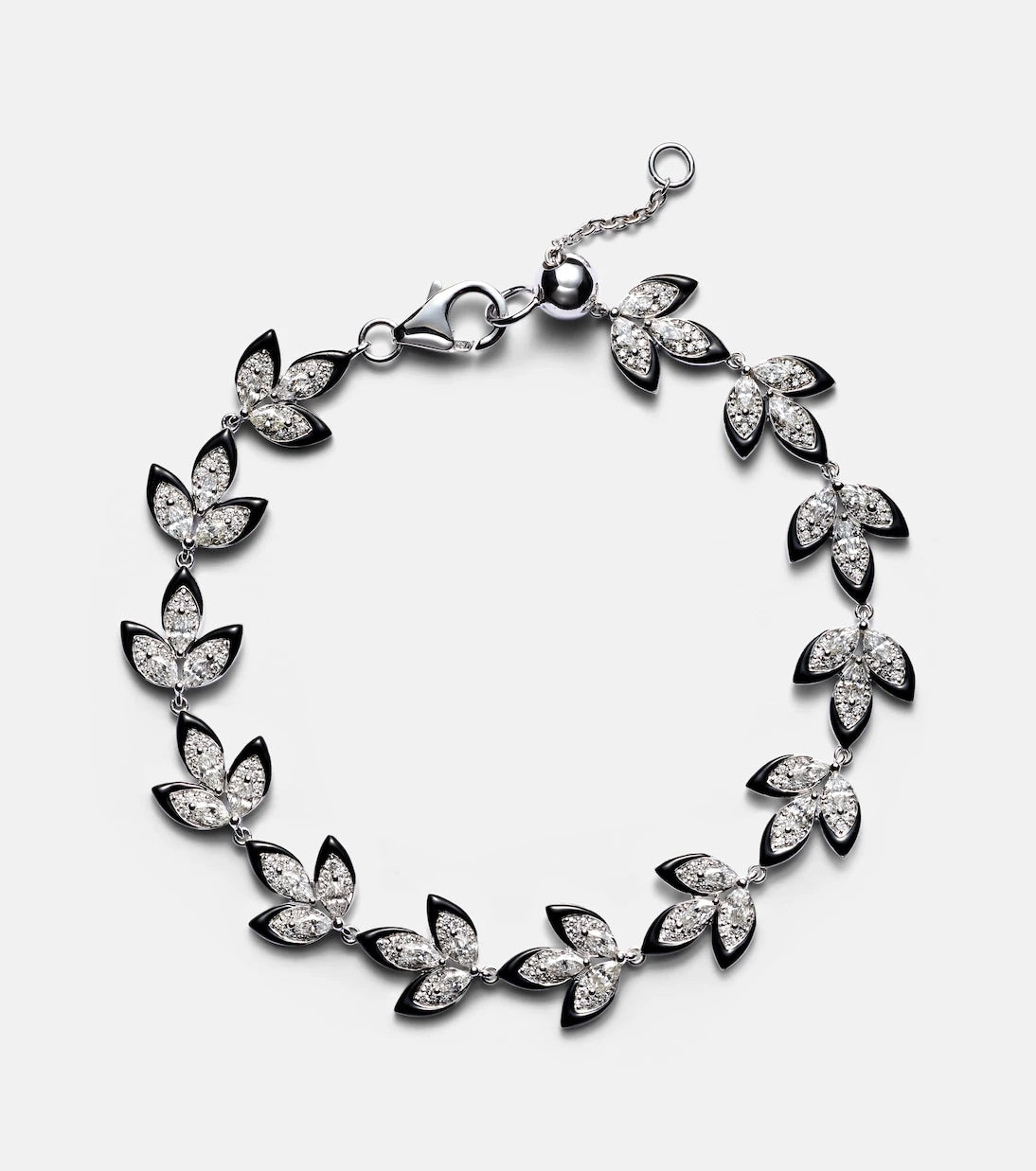Kamyen - Enamel Leaf 18kt white gold bracelet with diamond
