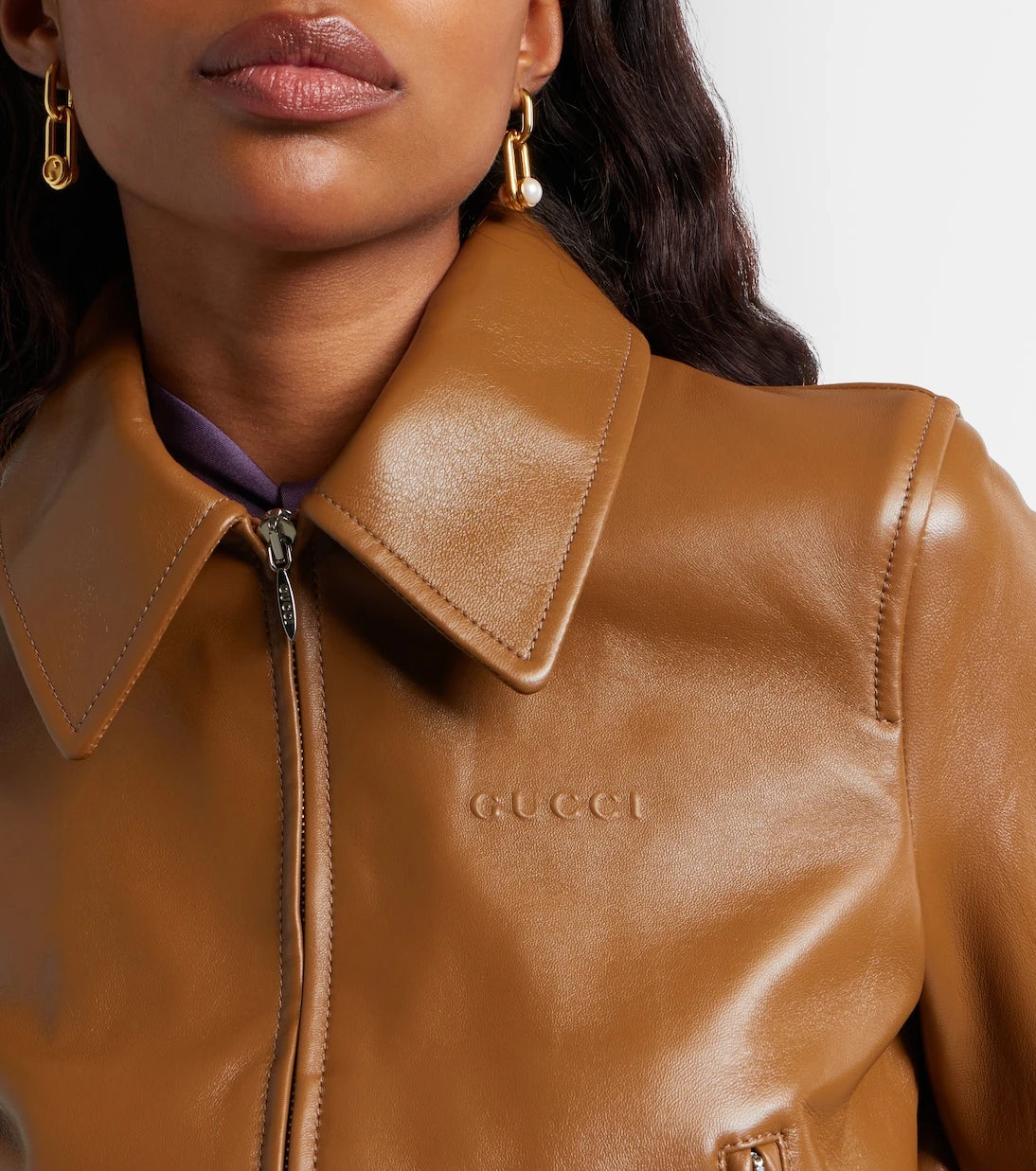 Gucci - Leather bomber jacket