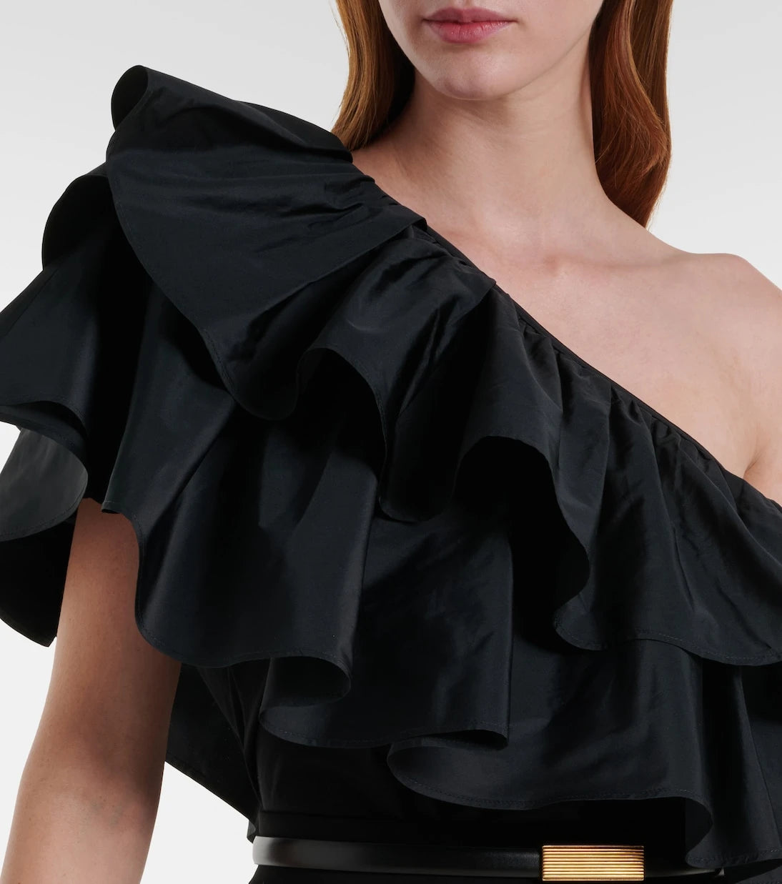 Max Mara - Elegante Orca ruffled one-shoulder cotton top
