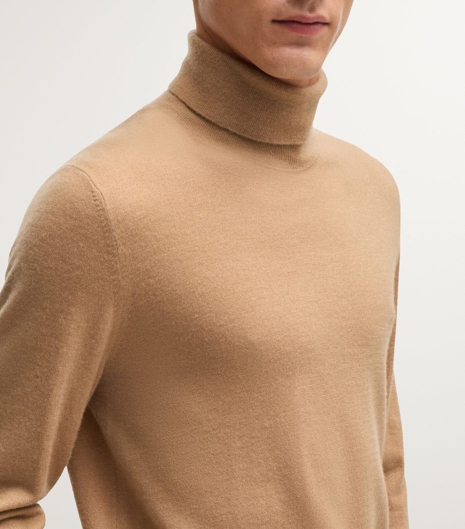 Beige Cashmere Rollneck Sweater