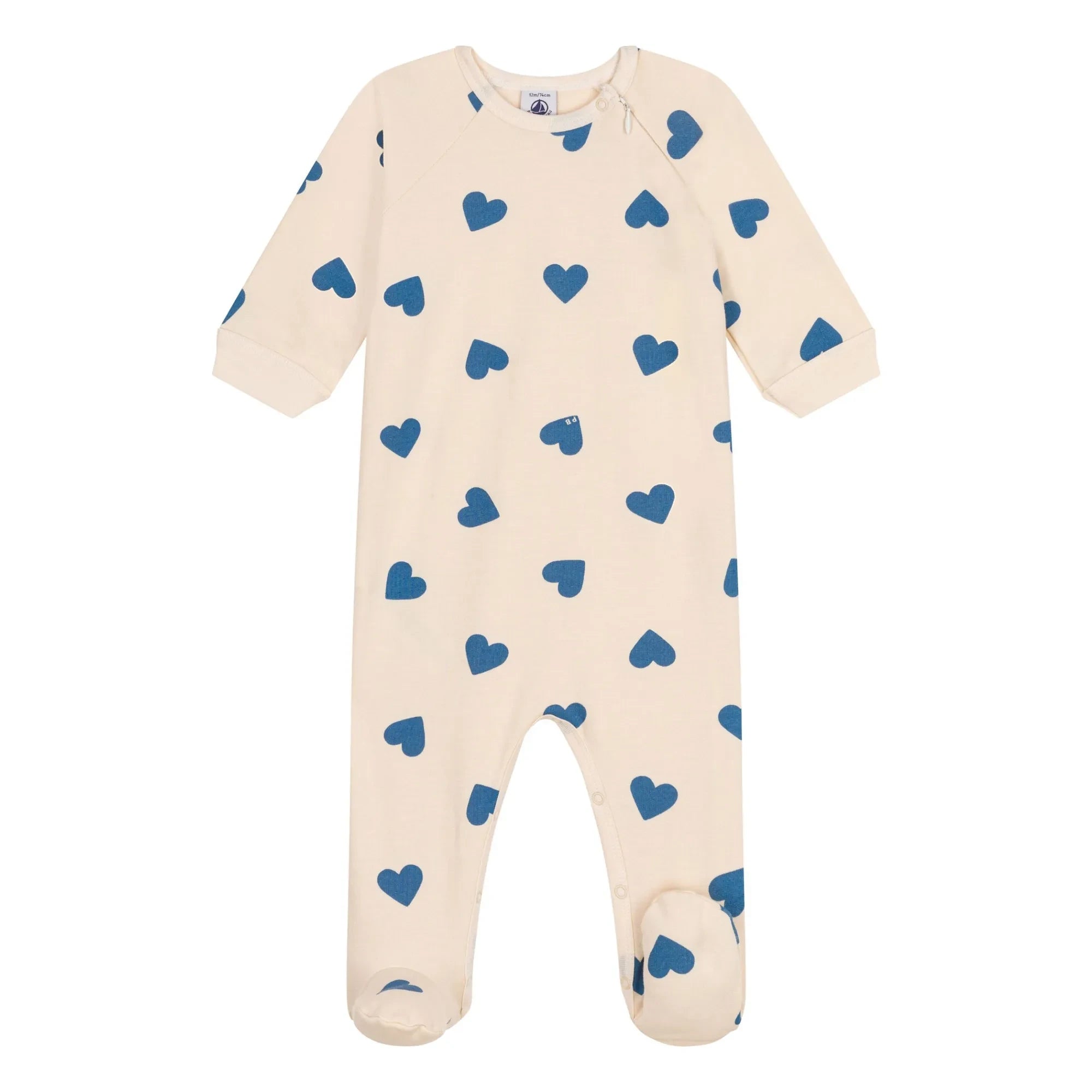 Petit Bateau - Pyjamas Zip Molleton Hearts | Beige