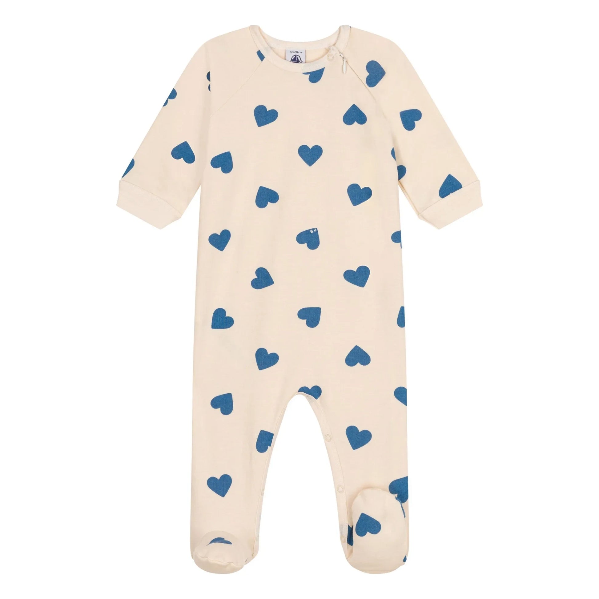 Petit Bateau - Pyjamas Zip Molleton Hearts | Beige