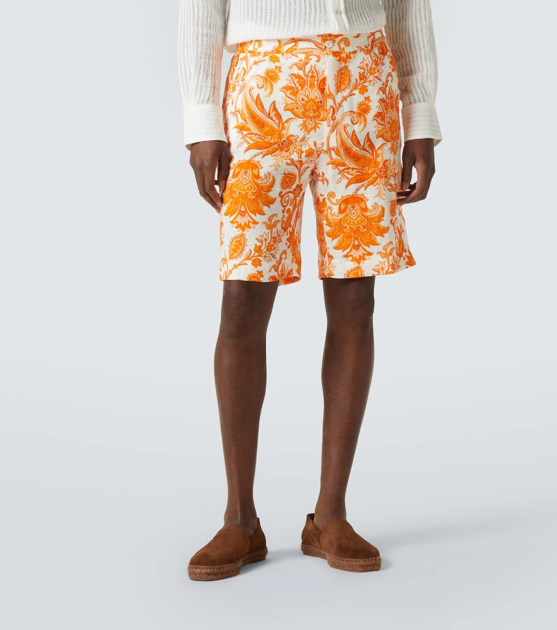 Etro - Paisley linen Bermuda shorts